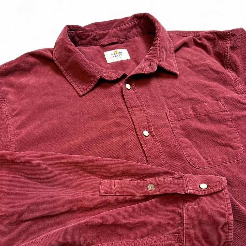 Marine Layer Shirt Mens Larger Corduroy Overshirt Button Up shacket red